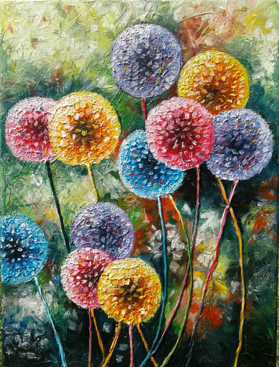 Painting маслом Одуванчики