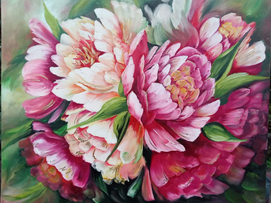 Painting маслом Пионы