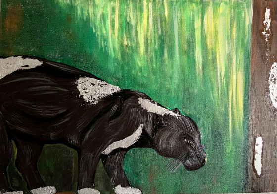 Painting акрилом Чёрная пантера