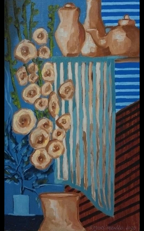 Painting маслом мальвы