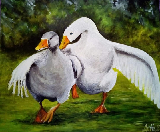 Painting маслом Гуси
