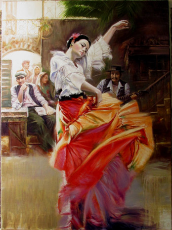 Painting маслом Фламенко в красном