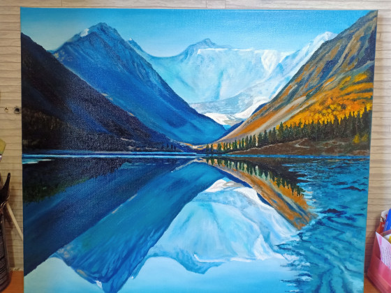 Painting маслом Белуха осенью