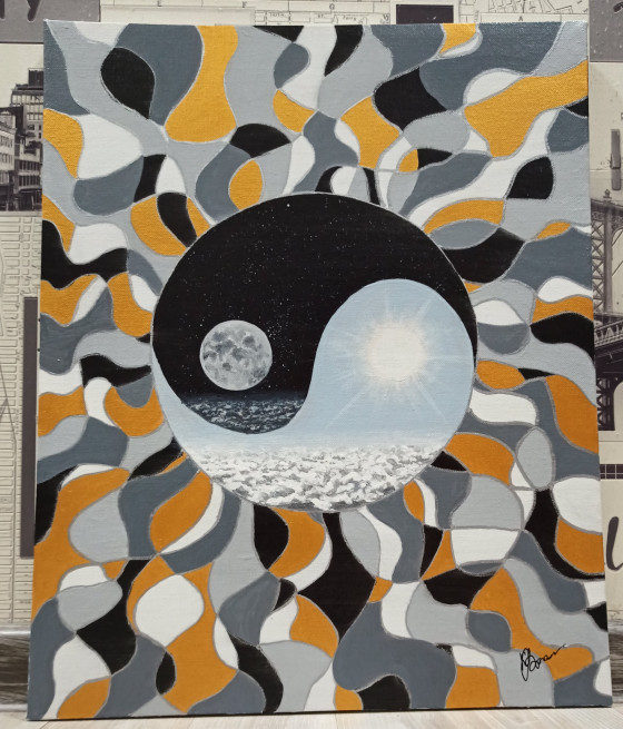 Painting акрилом Инь-ян