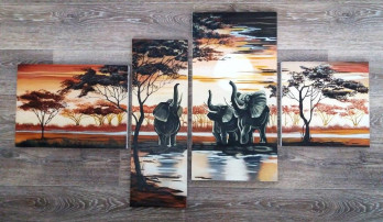 Painting маслом Африканские слоны 