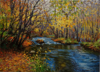 Painting маслом Autumn River.