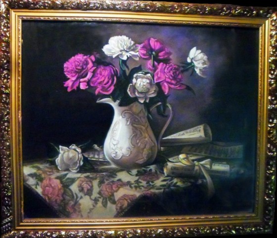 Painting пастелью "Пионы"