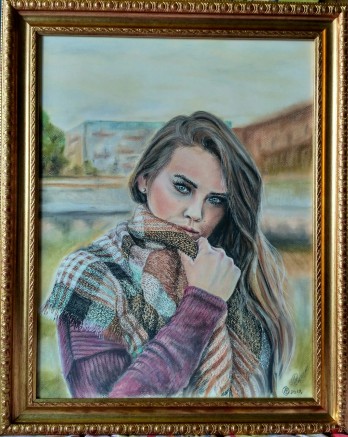 Painting пастелью Портрет незнакомки
