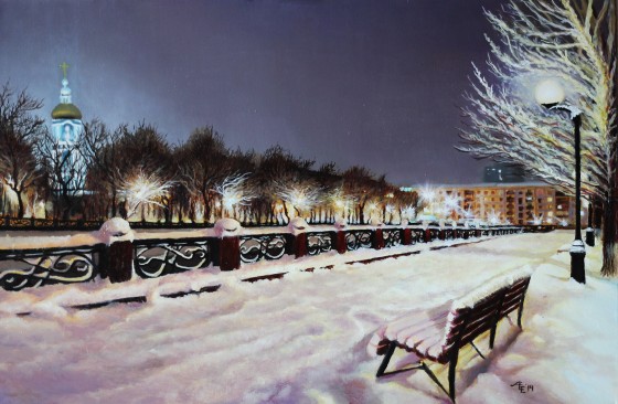 Painting маслом Winter Evening
