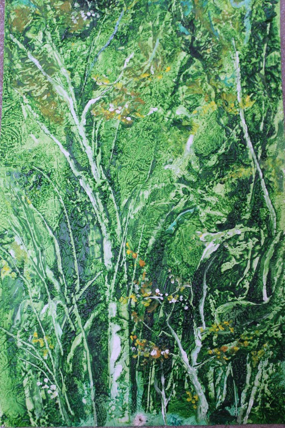 Painting в смешанной технике Весенний лес
