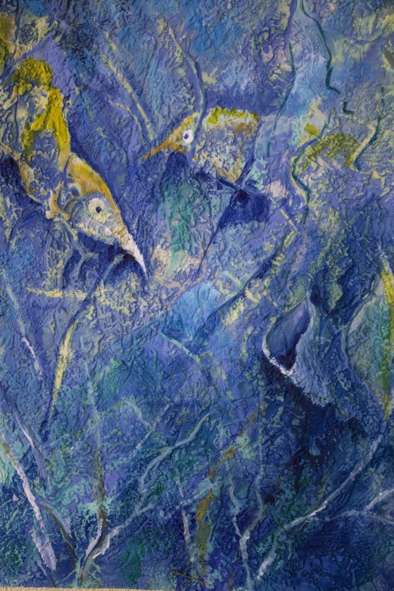 Painting в смешанной технике В тёмно-синем лесу.