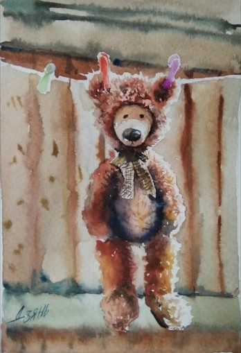 Painting акварелью Мишка.