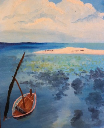 Painting маслом Лодка на мели