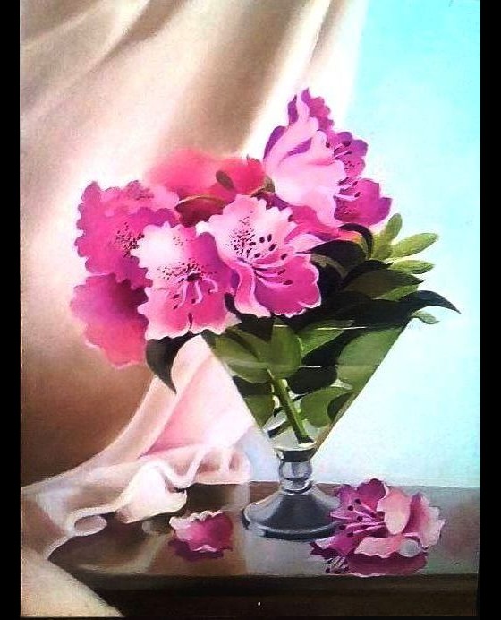 Painting маслом Цветы в бокале
