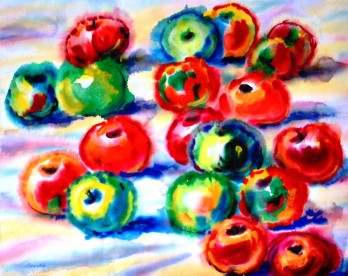 Painting акварелью Яблоки