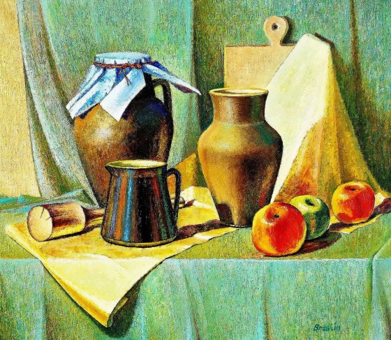 Painting маслом Натюрморт на зеленом