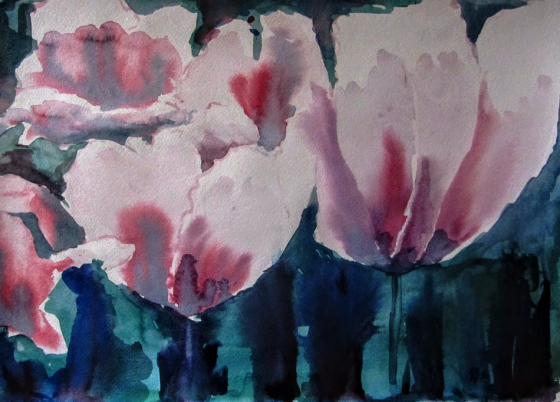 Painting акварелью Тюльпаны