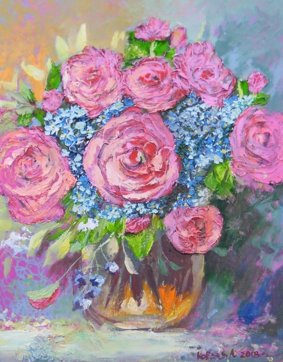 Painting маслом Розовые розы