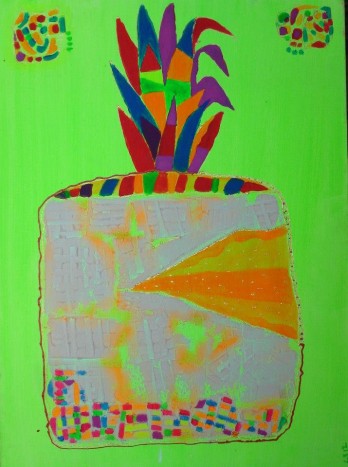 Painting акрилом Ананас. полотно, акрил. 75 х 55