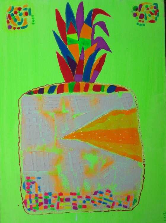 Painting акрилом Ананас. полотно, акрил. 75 х 55