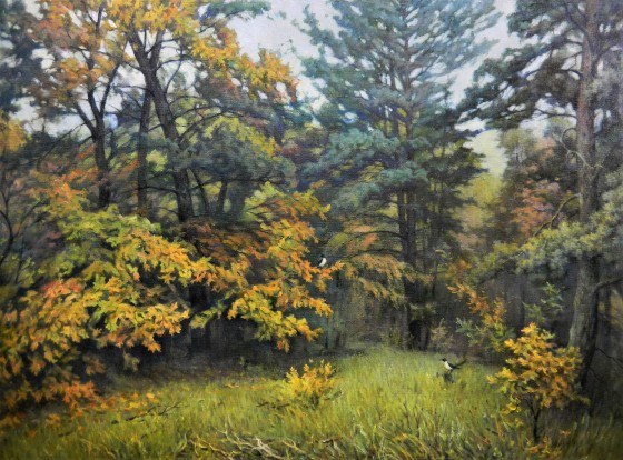 Painting маслом Смешанный лес. 