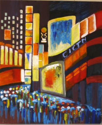 Painting акрилом "Огни ночного города"