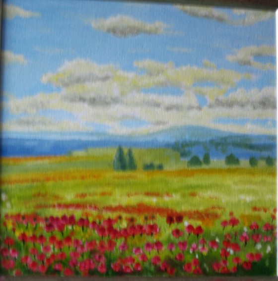 Painting маслом "Маки на долине"