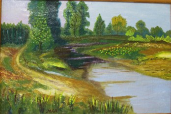 Painting маслом " После дождя р. Орель"- пейзаж.