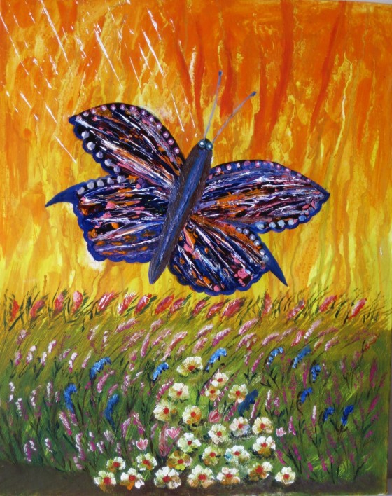Painting в смешанной технике "Бабочка - мутант" 