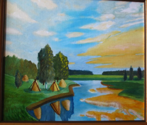 Painting маслом "Пора сенокоса"_ пейзаж