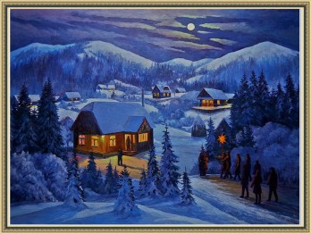 Painting маслом Коляда в Карпатах