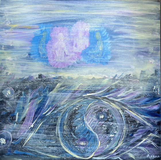 Painting акрилом Всевидящее Глаз Пробуждение Душ