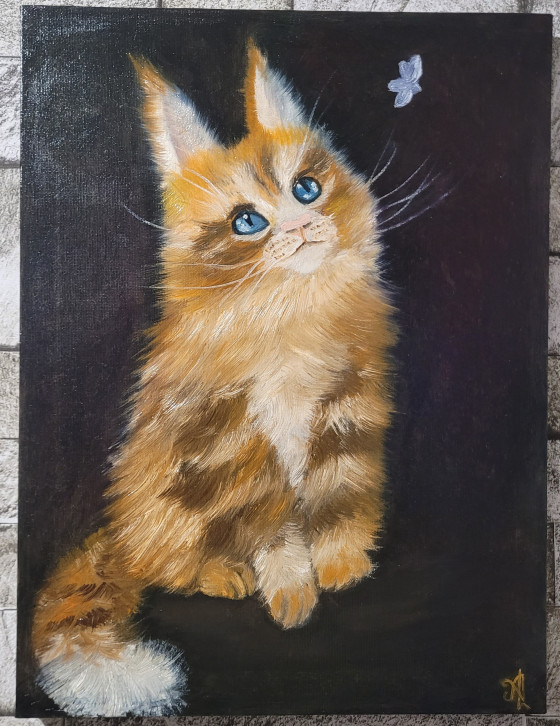 Painting маслом Картина маслом Кошеня