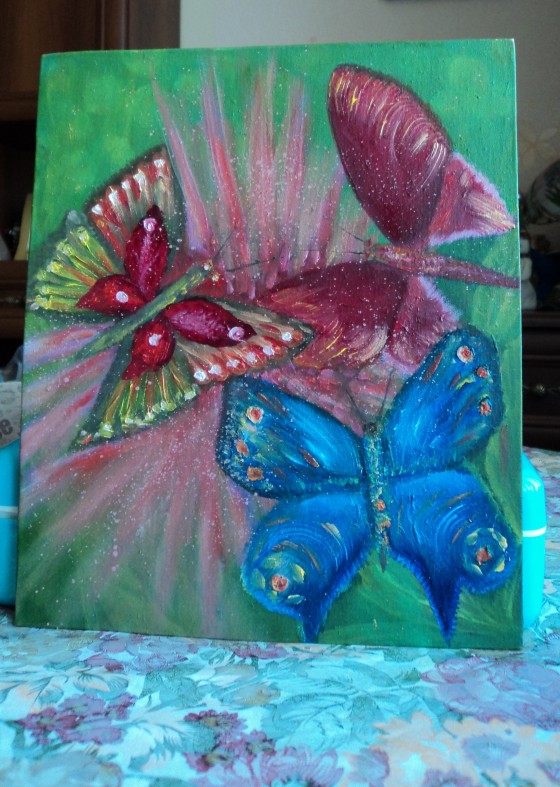 Painting маслом "Завтрак бабочек"