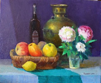 Painting маслом Натюрморт с самоваром