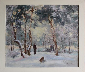 Painting маслом Зимняя прогулка