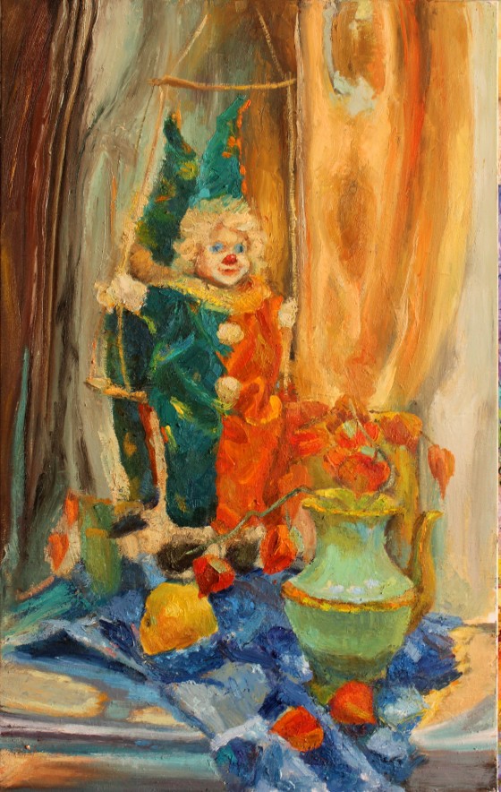 Painting маслом Натюрморт "Клоун на качели"