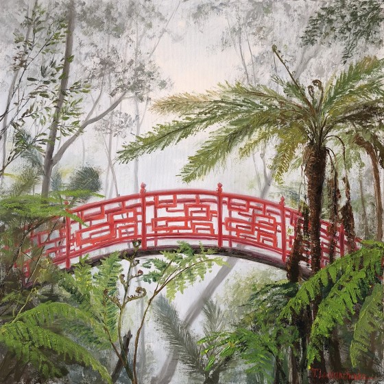 Painting маслом Мостик в джунглях