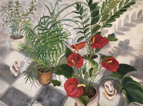 Painting маслом Домашний сад