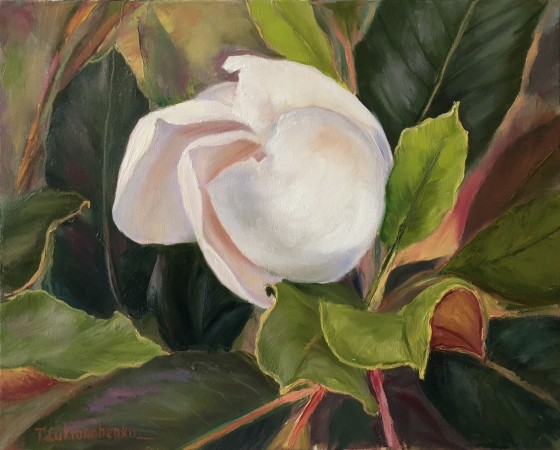 Painting в смешанной технике Белый шёлк 