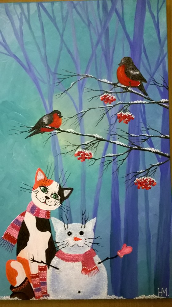 Painting маслом Счастливые краски зимы