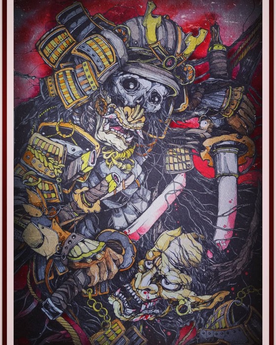 Painting в смешанной технике Война в Японии