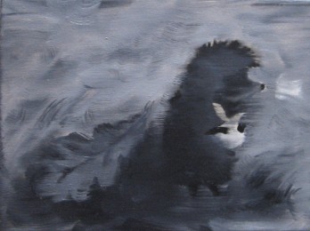 Painting маслом Ежик в тумане 3