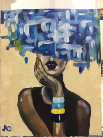 Painting маслом Леди в шляпе