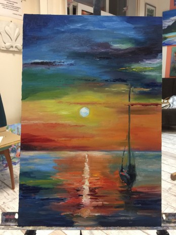 Painting маслом Закат в Гоа