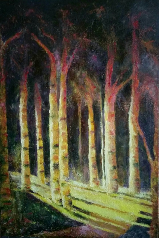 Painting маслом Солнечный свет в парке