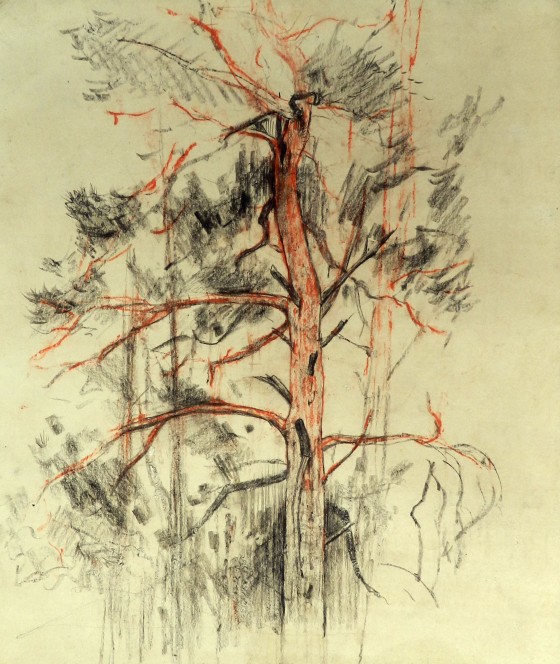 Painting в смешанной технике Сосна