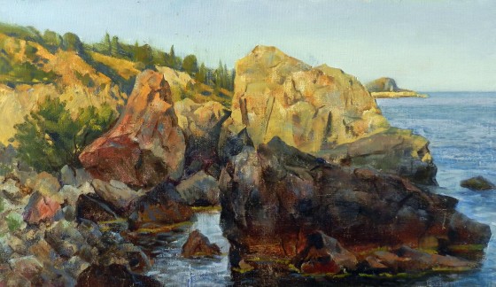 Painting маслом Закат на море