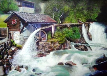 Painting маслом Водяная мельница