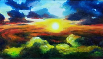 Painting маслом Полет в облаках